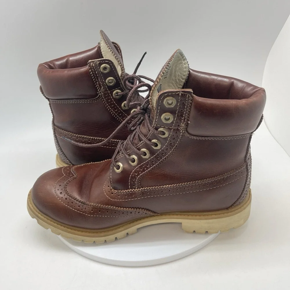 Timberland Boots Mens 8.5 Villa Wingtip Premium Brogue Brown Insulate Work A16WL